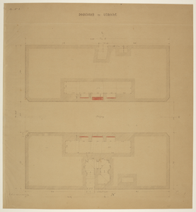 217149 Plattegrond van het beneden-vierkant van de Domtoren te Utrecht, ter hoogte van de doorgang op de begane grond.